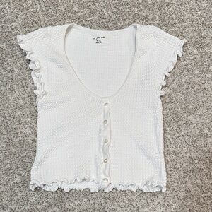 Urban Outfitters Cream Ruffled Blouse